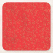 Abstracte Floral op de achtergrond van de rode gor Kartonnen Onderzetters (Voorkant)