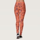 Abstracte Floral Oranje Paarse grafische Leggings (Achterkant)