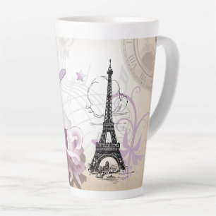 Abstracte Floral Paris Eiffel Tower Latte Mok