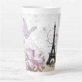 Abstracte Floral Paris Eiffel Tower Latte Mok (Voorkant)