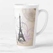 Abstracte Floral Paris Eiffel Tower Latte Mok (Rechts)