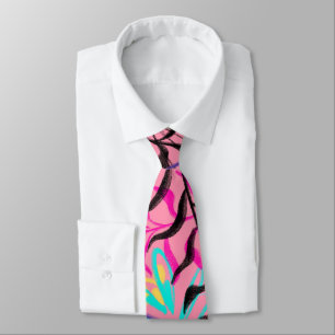 Abstracte Floral Pastels Monogram Necktie Stropdas
