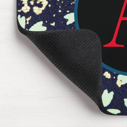 ABSTRACTE FLORAL PATTERN CUSTOM INITIAAL Mousepad Muismat (Hoek)
