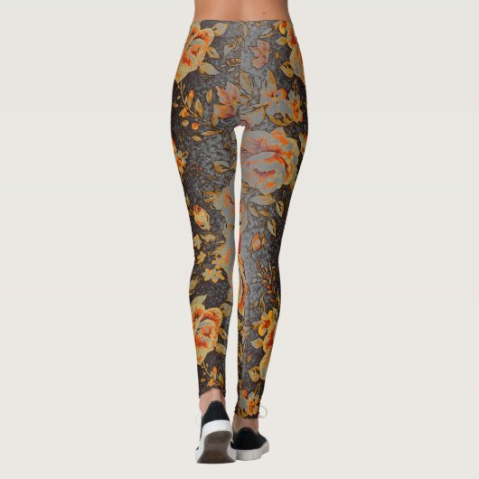 Abstracte Floral penseeltextuur Leggings (Achterkant)