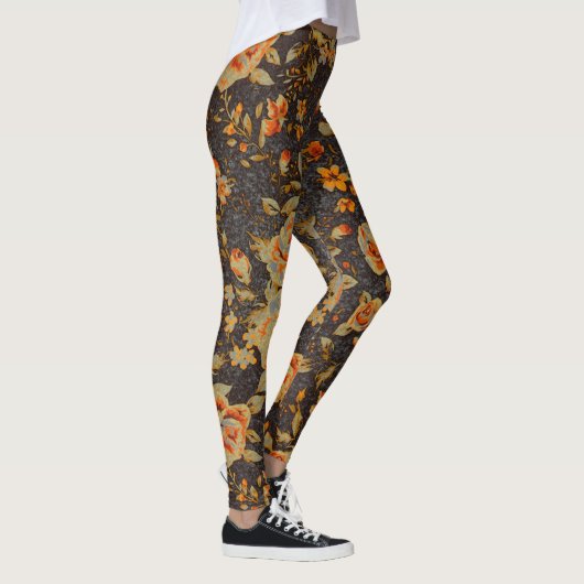 Abstracte Floral penseeltextuur Leggings (Rechts)