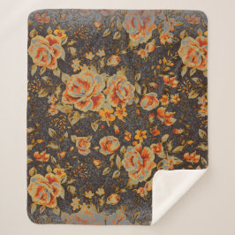 Abstracte Floral penseeltextuur Sherpa Deken