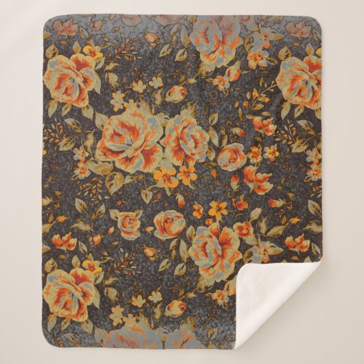 Abstracte Floral penseeltextuur Sherpa Deken (Voorkant)