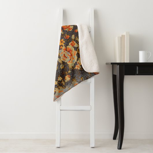 Abstracte Floral penseeltextuur Sherpa Deken (In situ)