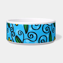 Abstracte Floral Pet Bowl