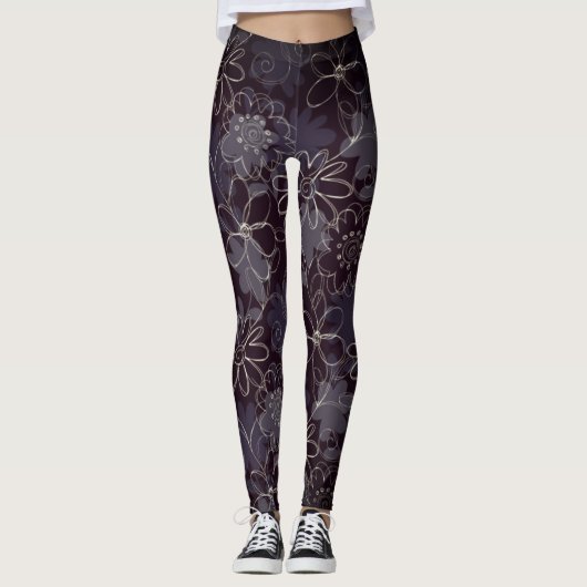 Abstracte Floral Print Leggings (Voorkant)