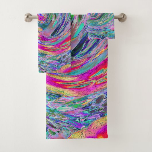 Abstracte Floral Psychedelic Rainbow Waves of Colo Bad Handdoek (Insitu)