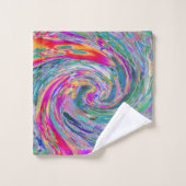 Abstracte Floral Psychedelic Rainbow Waves of Colo Bad Handdoek (Wasdoekje)