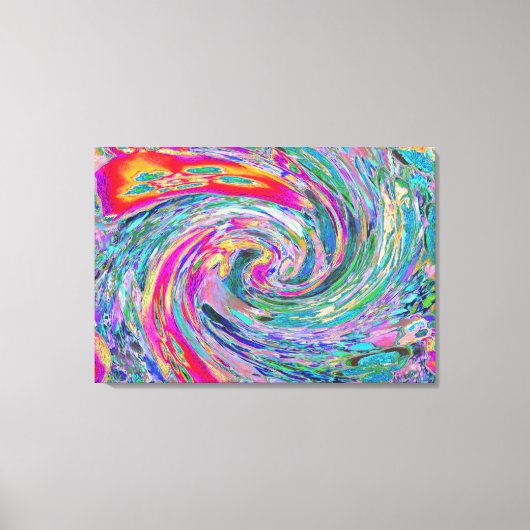Abstracte Floral Psychedelic Rainbow Waves of Colo Canvas Afdruk (Voorkant)