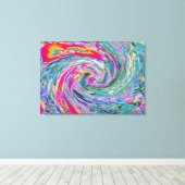 Abstracte Floral Psychedelic Rainbow Waves of Colo Canvas Afdruk (Insitu (Houten vloer))