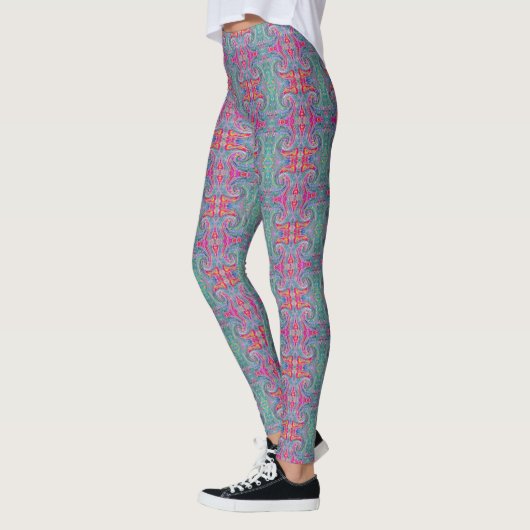Abstracte Floral Psychedelic Rainbow Waves of Colo Leggings (Links)