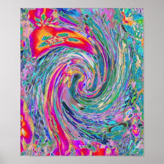 Abstracte Floral Psychedelic Rainbow Waves of Colo Poster (Voorkant)