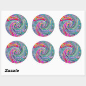 Abstracte Floral Psychedelic Rainbow Waves of Colo Ronde Sticker (Vel)