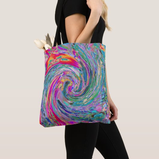 Abstracte Floral Psychedelic Rainbow Waves of Colo Tote Bag (Dichtbij)