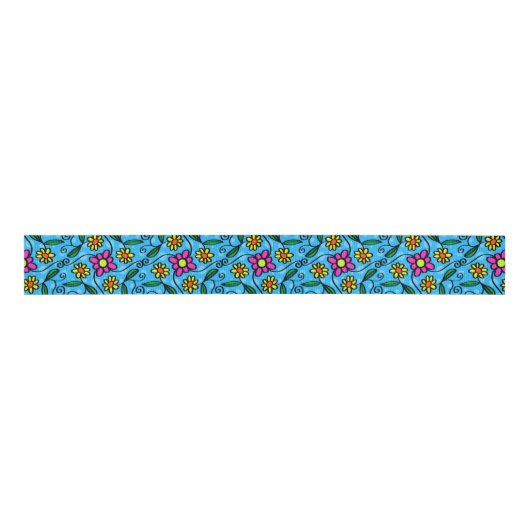 Abstracte Floral Ribbon Grosgrain Lint (Voorkant)