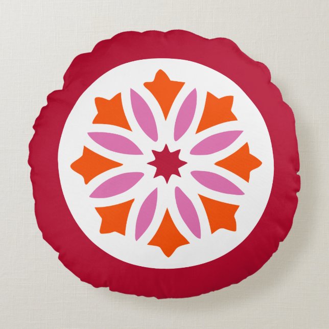 Abstracte Floral Rond Kussen (Voorkant)
