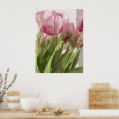 Abstracte Floral - Roze Tulpen 4 Poster (Keuken)