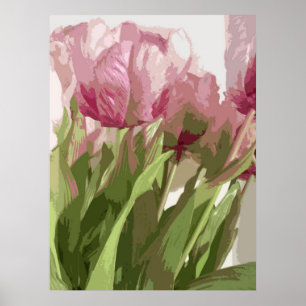 Abstracte Floral - Roze Tulpen 4 Poster