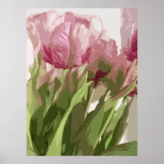 Abstracte Floral - Roze Tulpen 4 Poster (Voorkant)