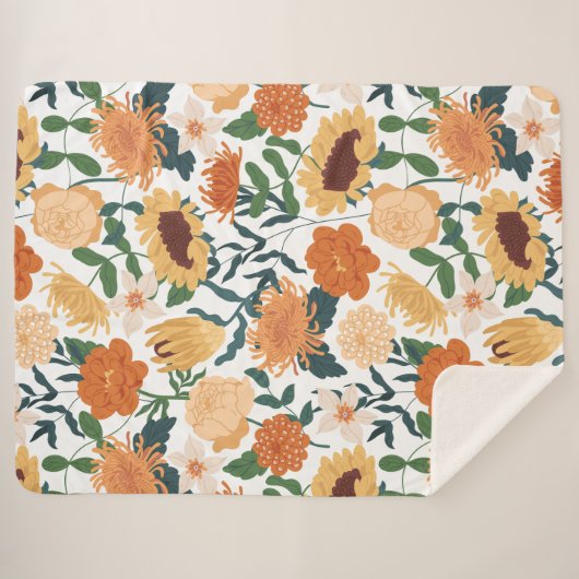 Abstracte Floral Sherpa Fleece Deken (Voorkant (horizontaal))