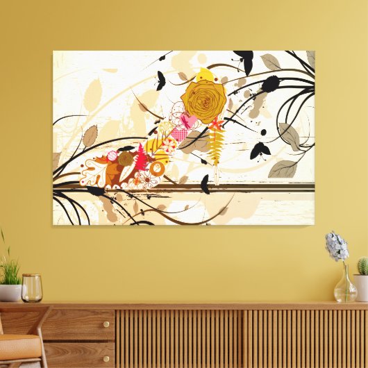 Abstracte Floral Shoe Wrapped Canvas (Insitu (Woonkamer))