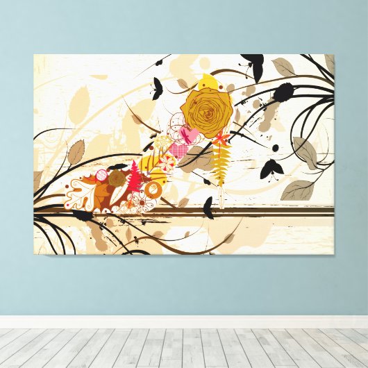 Abstracte Floral Shoe Wrapped Canvas (Insitu (Houten vloer))