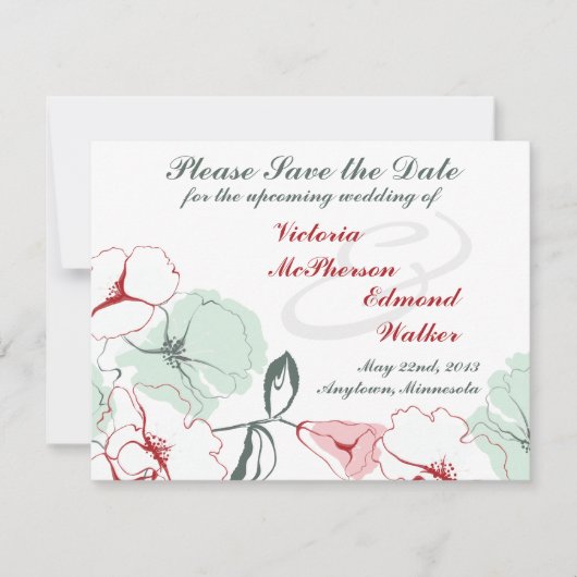 Abstracte Floral slaat de datum op Save The Date (Voorkant)