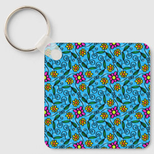 Abstracte Floral Sleutelhanger