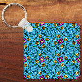 Abstracte Floral Sleutelhanger (Voorkant)