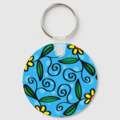 Abstracte Floral Sleutelhanger (Voorkant)