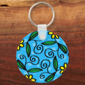 Abstracte Floral Sleutelhanger (Voorkant)