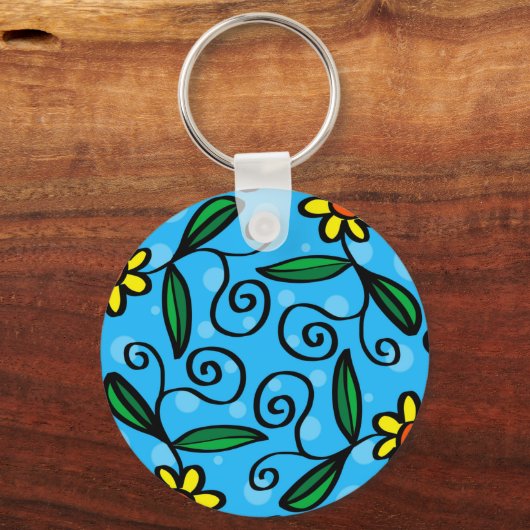 Abstracte Floral Sleutelhanger (Voorkant)