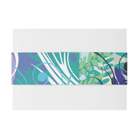 ABSTRACTE FLORAL STAR Bat Mitzvah Envelope Band Uitnodigingen Wikkel (Achterkant Voorbeeld)