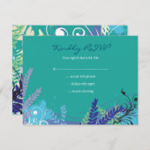 ABSTRACTE FLORAL STAR Bat Mitzvah Reply RSVP Card (Voorkant / Achterkant)