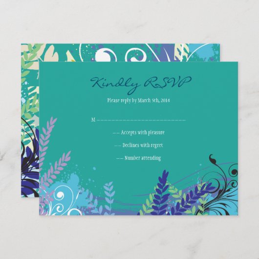 ABSTRACTE FLORAL STAR Bat Mitzvah Reply RSVP Card (Voorkant / Achterkant)