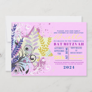 ABSTRACTE FLORAL STAR Bat Mitzvah Uitnodiging