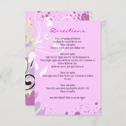 ABSTRACTE FLORAL STAR Direction Kaart (Voorkant / Achterkant)