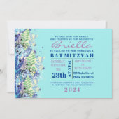 ABSTRACTE FLORAL STAR Turquoise Invitation Kaart (Voorkant)