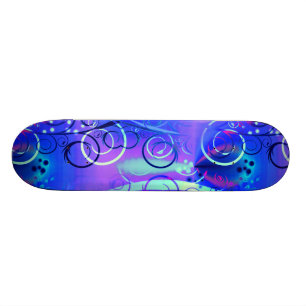 Abstracte Floral Swirl Blue Paars Girly Gifts Persoonlijk Skateboard