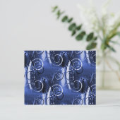 Abstracte Floral Swirl Indigo Blue Girly Gifts Briefkaart (Staand voorkant)