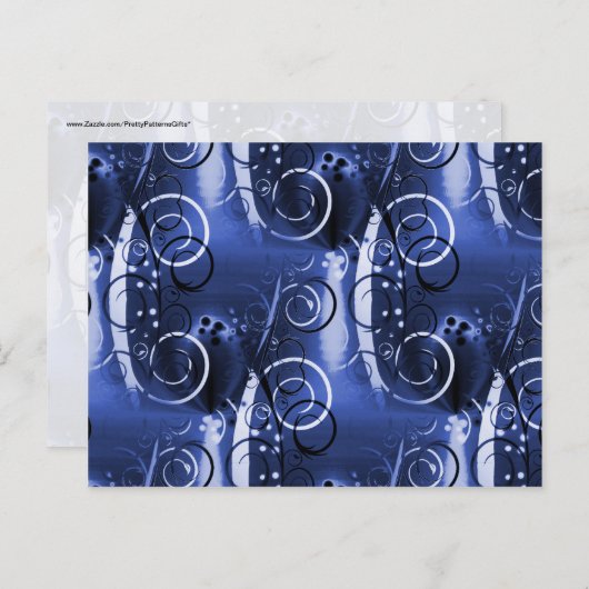 Abstracte Floral Swirl Indigo Blue Girly Gifts Briefkaart (Voorkant / Achterkant)