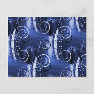 Abstracte Floral Swirl Indigo Blue Girly Gifts Briefkaart