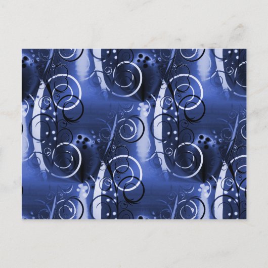 Abstracte Floral Swirl Indigo Blue Girly Gifts Briefkaart (Voorkant)