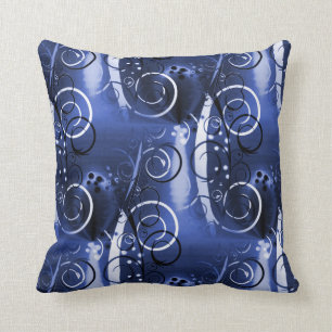 Abstracte Floral Swirl Indigo Blue Girly Gifts Kussen