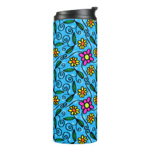 Abstracte Floral Thermal Tumbler Thermosbeker