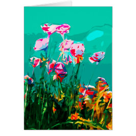 Abstracte Floral turquoise paarse, roze kaart